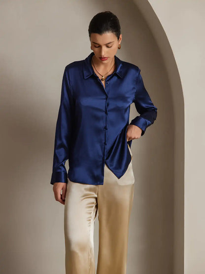 Women’s 19 Momme Silk Long Sleeves Button-Up Shirt