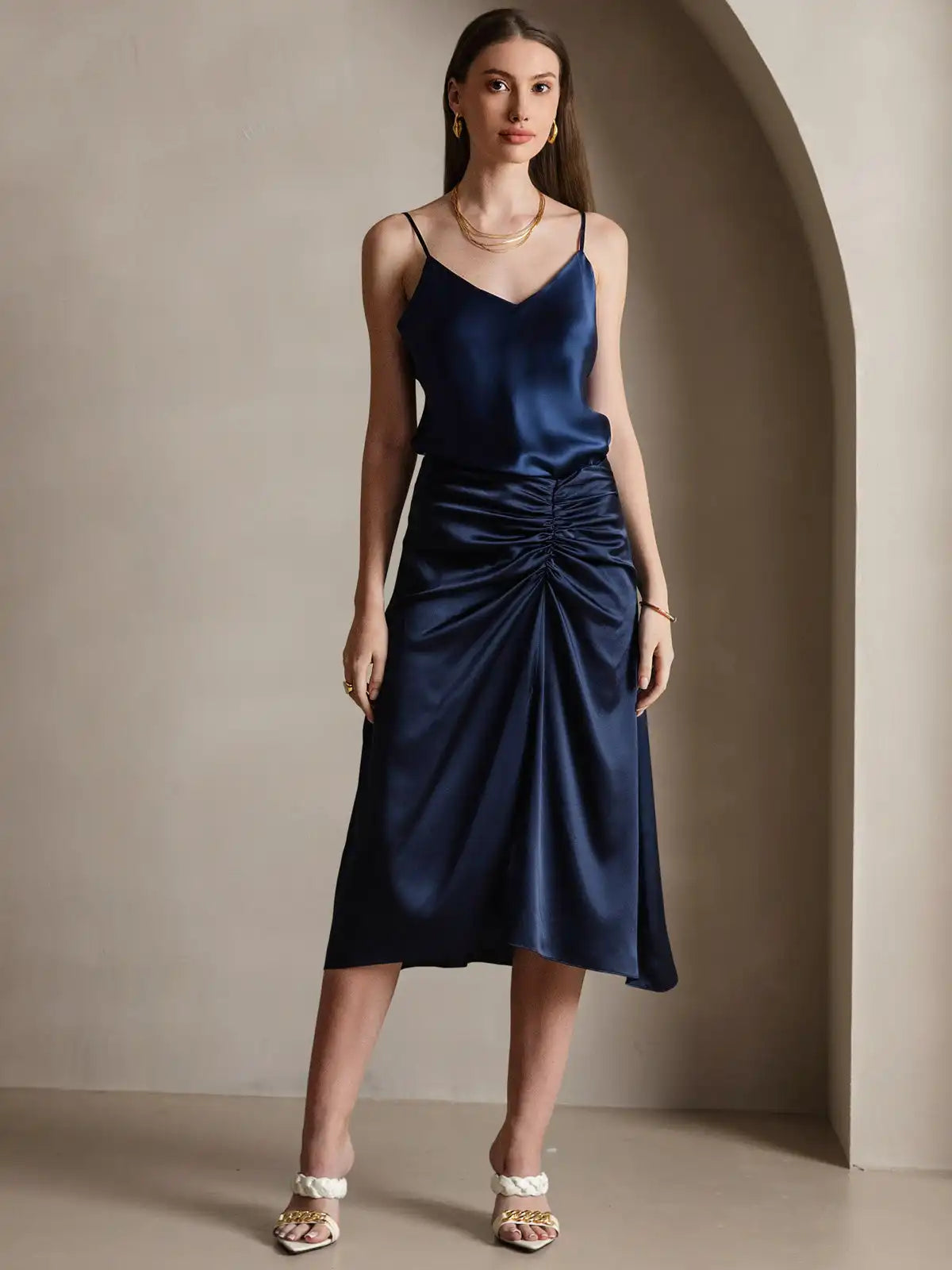 100% Mulberry Silk Spaghetti Strap V Neck Camisole Top