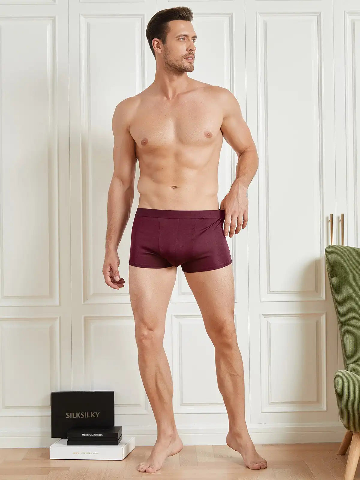 Men‘s 100% Mulberry Silk Boxer Briefs Underwear