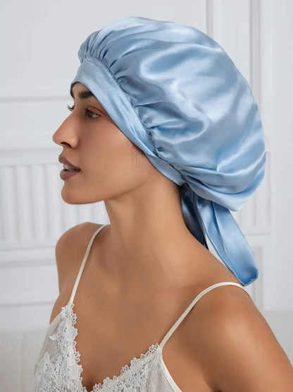 100% Mulberry Silk Elegant Bonnet with Long Ribbons