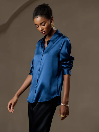 Women’s 19 Momme Silk Long Sleeves Button-Up Shirt