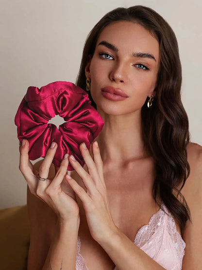 100% Mulberry Silk Soft Oversized Hair Scrunchie - 8cm