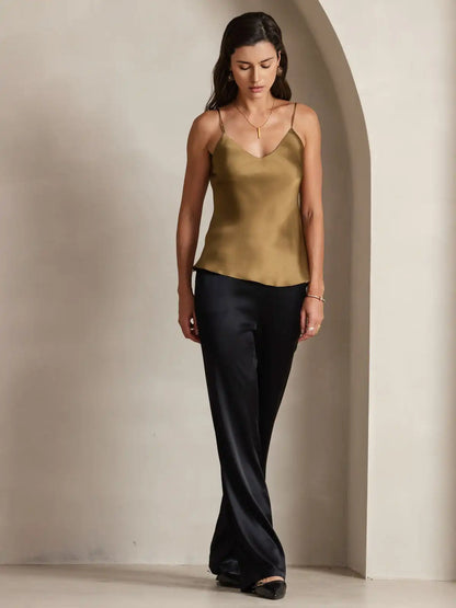 100% Mulberry Silk Spaghetti Strap V Neck Camisole Top