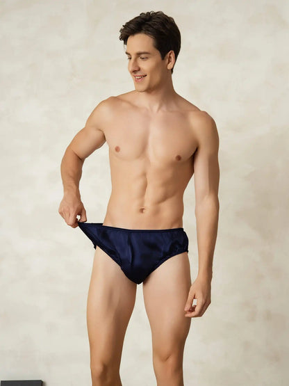 100% Mulberry Silk Briefs Men's Underwear with Elastic Waistband