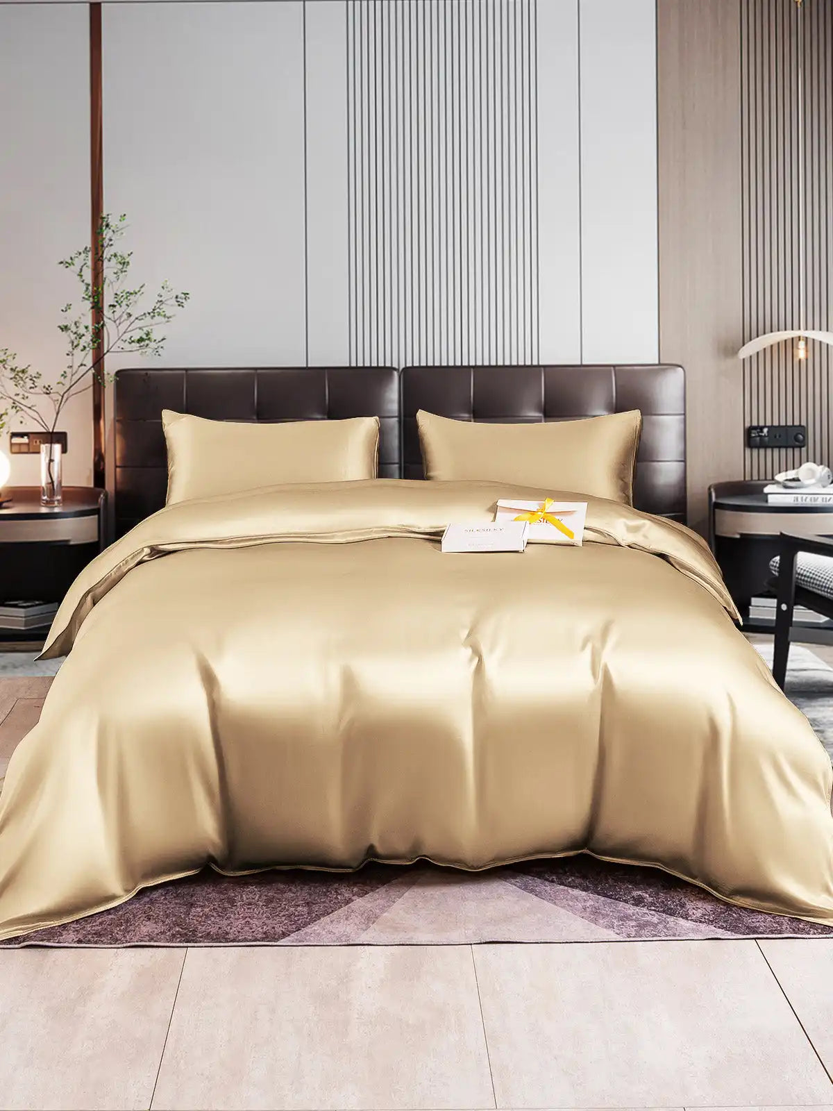 22Momme 4Pcs Silk Set Duvet Cover+Fitted Sheet+2x Pillowcases