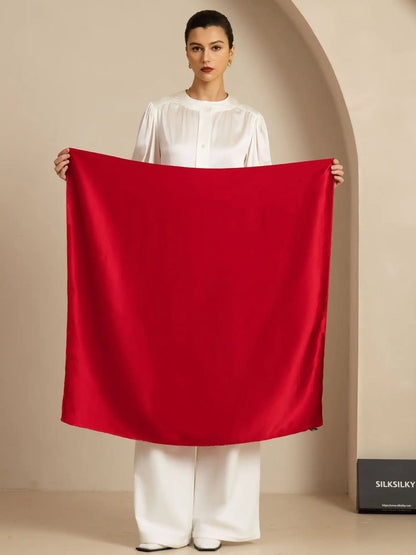 100% Mulberry Silk Classic  Elegant Square Scarf - Size 90x90cm