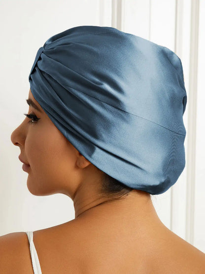 100% Mulberry Silk Sleep Cap Double Layer Night Turban Bonnet