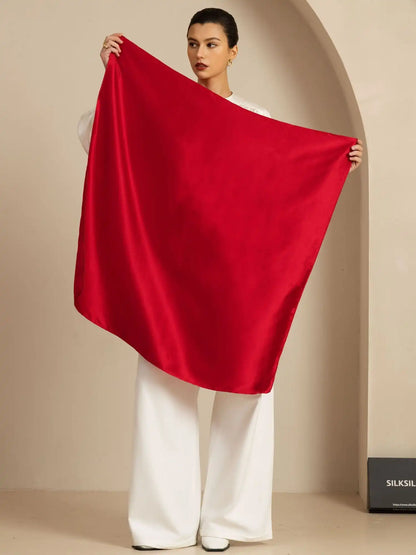 100% Mulberry Silk Classic  Elegant Square Scarf - Size 90x90cm
