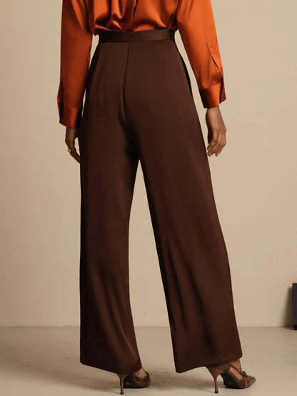 Clearance - 19Momme Silk Women’s Wide-Leg High-Waist Business Casual Pants