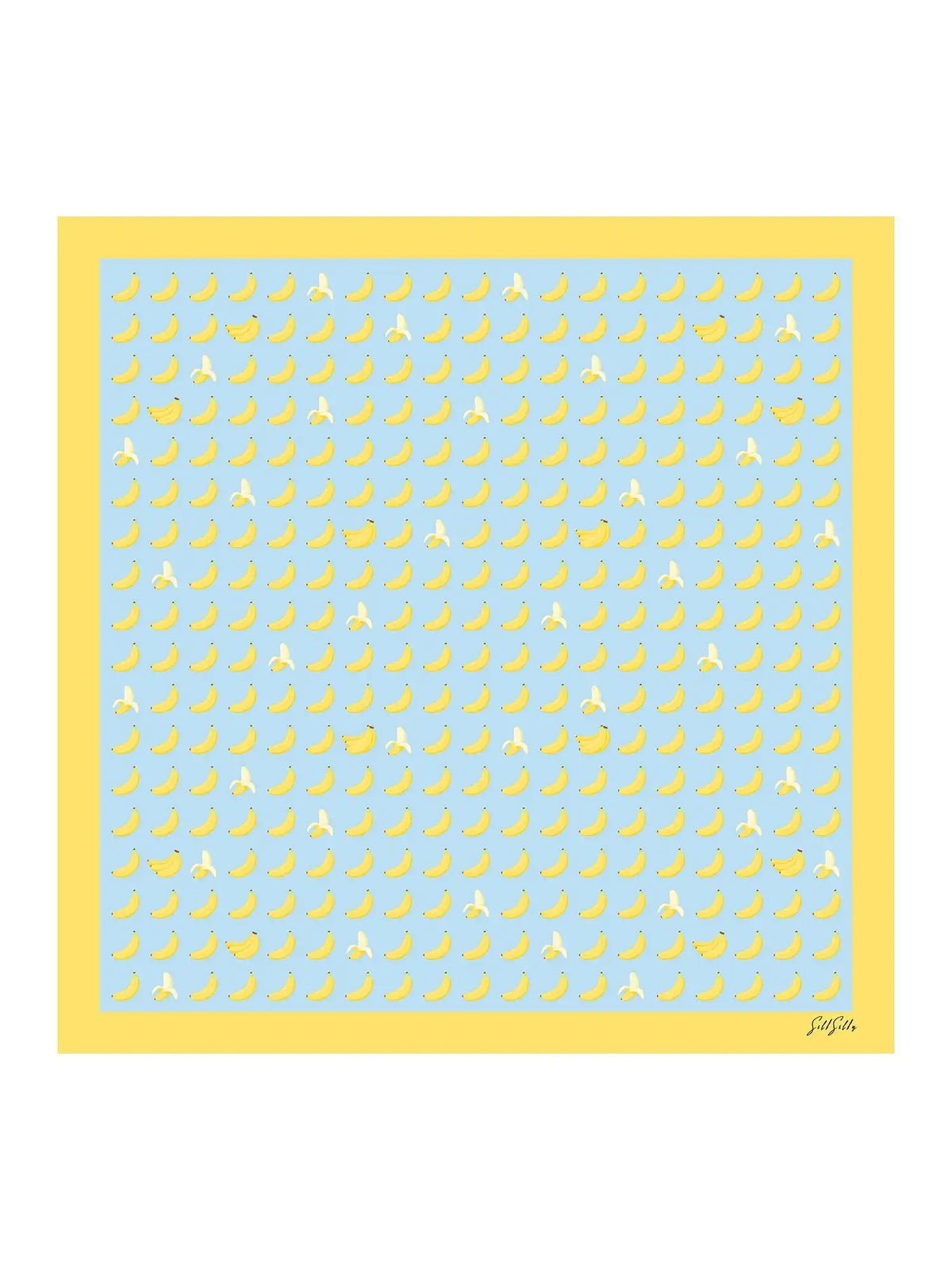 100% Mulberry Silk Banana Pattern Scarf - Size 90x90cm