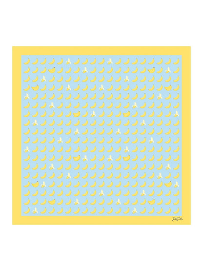 100% Mulberry Silk Banana Pattern Scarf - Size 90x90cm