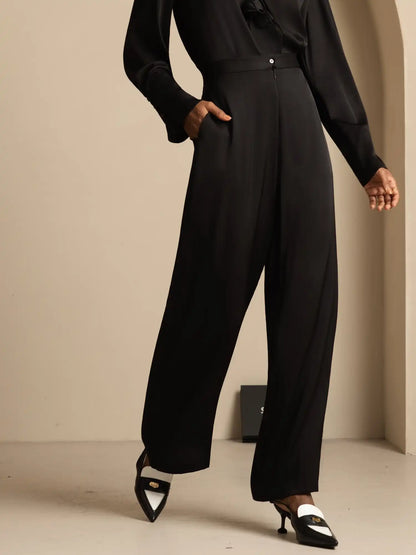 Clearance - 19Momme Silk Women’s Wide-Leg High-Waist Business Casual Pants