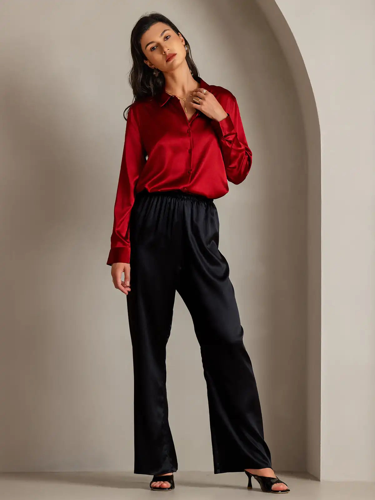 Women’s 19 Momme Silk Long Sleeves Button-Up Shirt