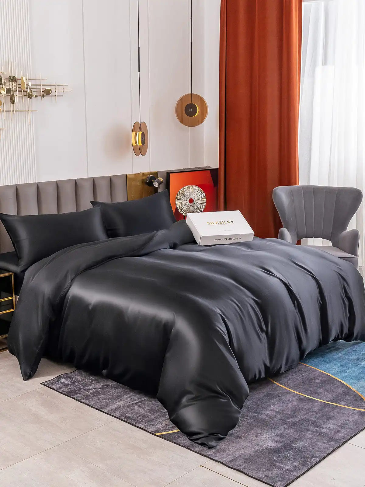 19Momme 4Pcs Silk Set Duvet Cover+Fitted Sheet+2x Pillowcases