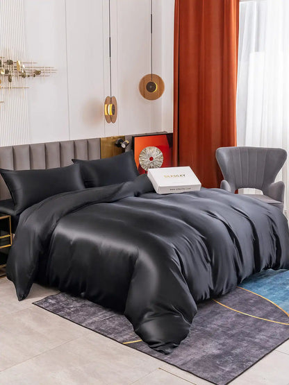 19Momme 4Pcs Silk Set Duvet Cover+Fitted Sheet+2x Pillowcases