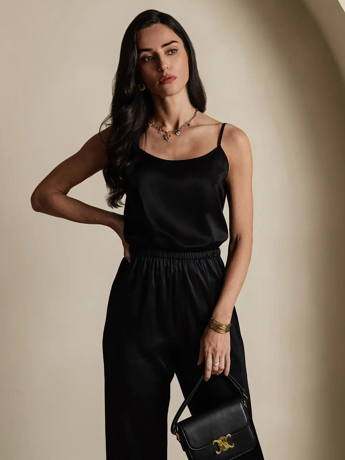 19Momme Silk Spaghetti Strap Round Neck Camisoles