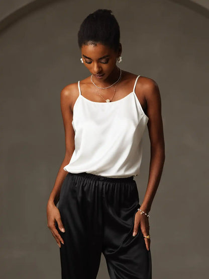 19Momme Silk Spaghetti Strap Round Neck Camisoles