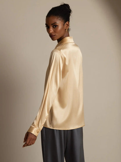 Clearance - 19Momme Silk Long Sleeve Lapel Collar Women's Shirt