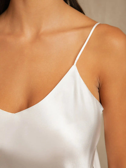 100% Mulberry Silk V Neck Camisole Set 2Pcs