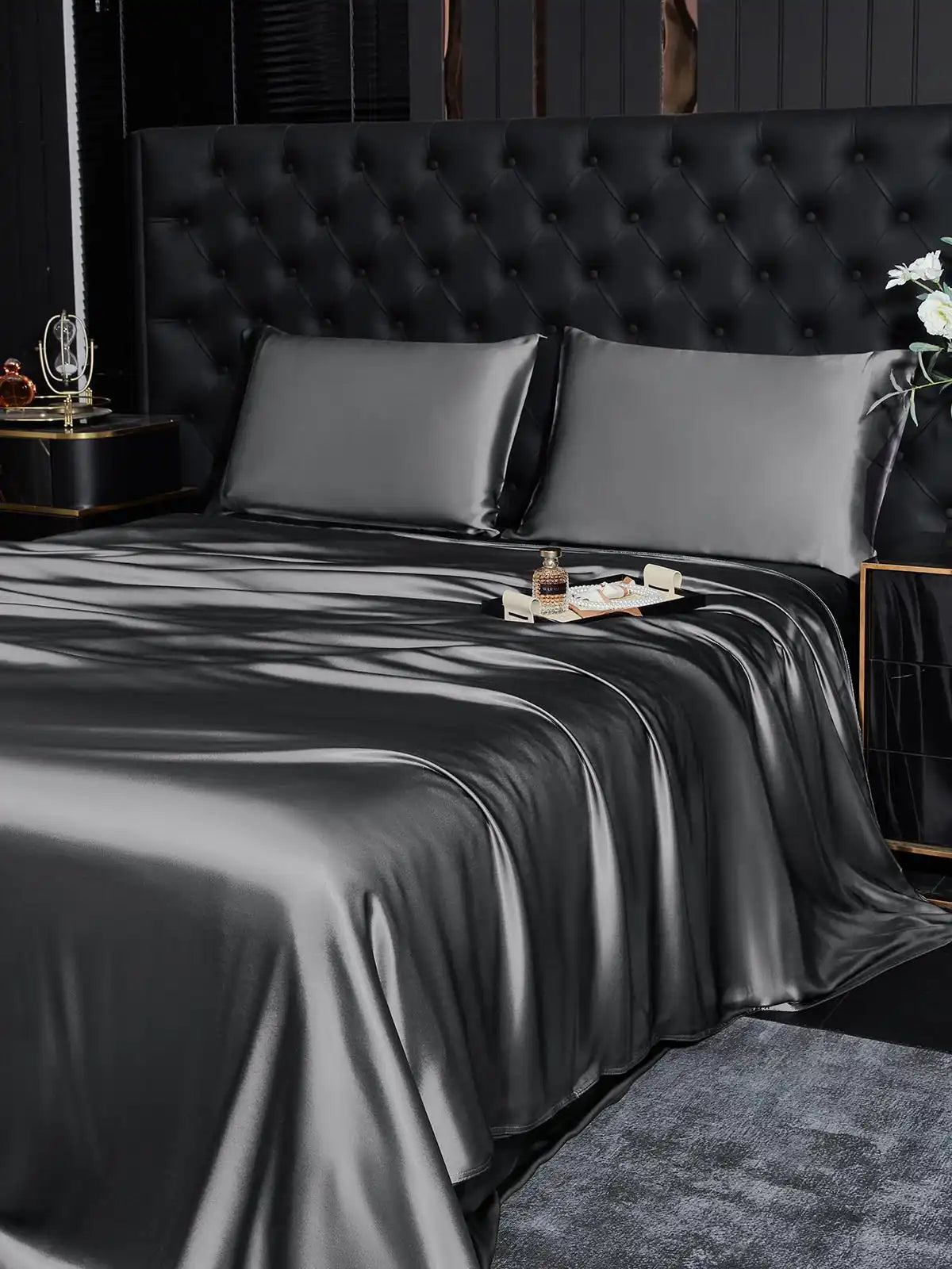 19Momme 4Pcs Silk Set Duvet Cover+Flat Sheet+2x Pillowcases