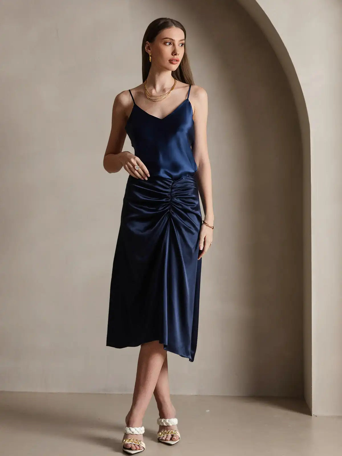 100% Mulberry Silk Spaghetti Strap V Neck Camisole Top