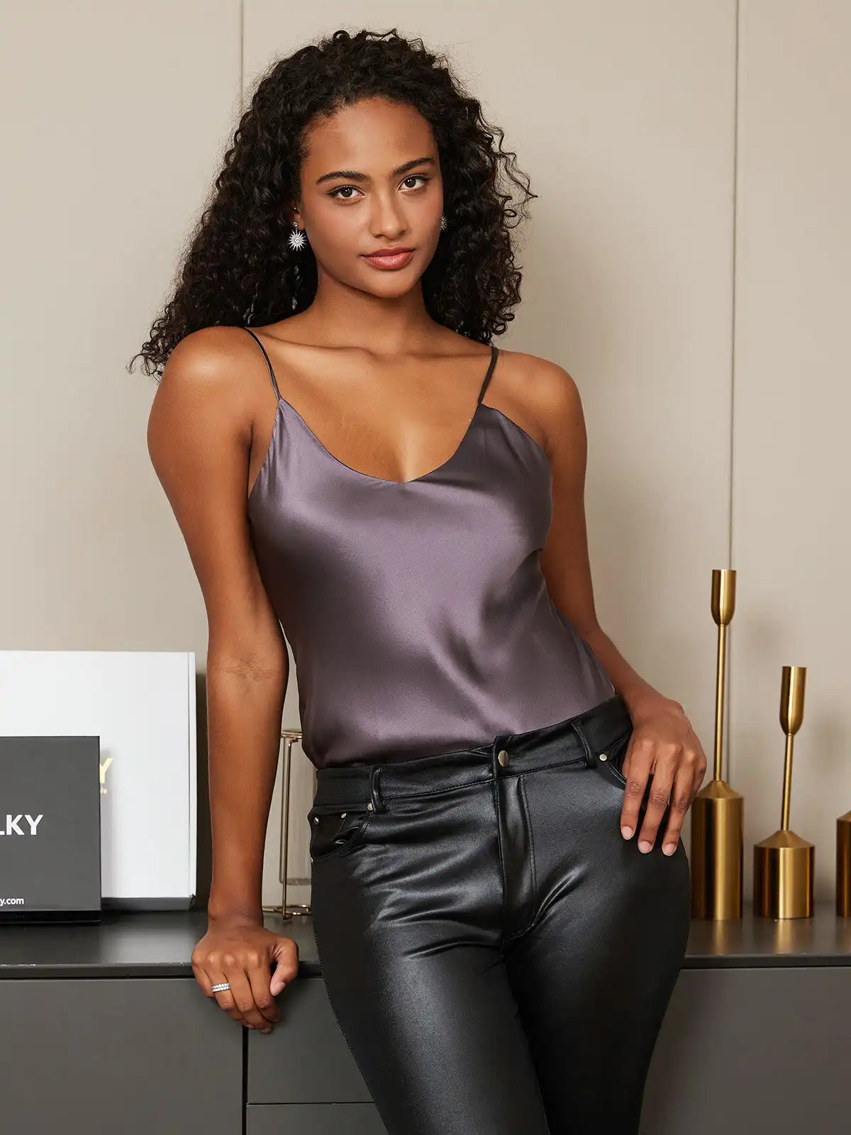100% Mulberry Silk Spaghetti Strap Basic Camisole Top
