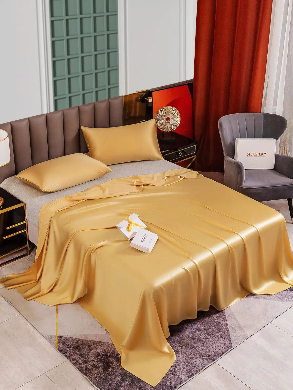 25Momme 3Pcs Silk Set Flat Sheet+2x Pillowcases