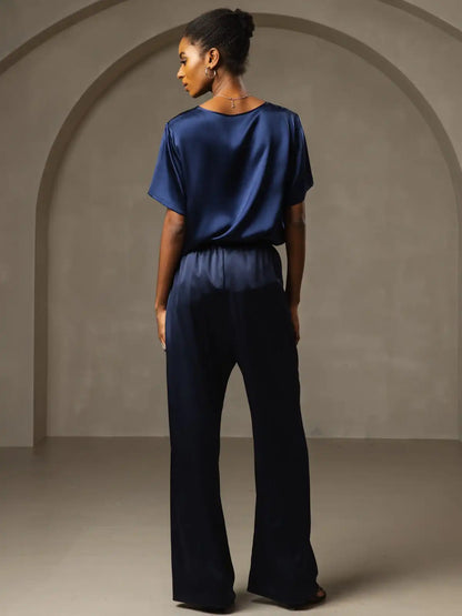 Clearance - Women's Pure Silk Short Sleeve Round Neck T-Shirt