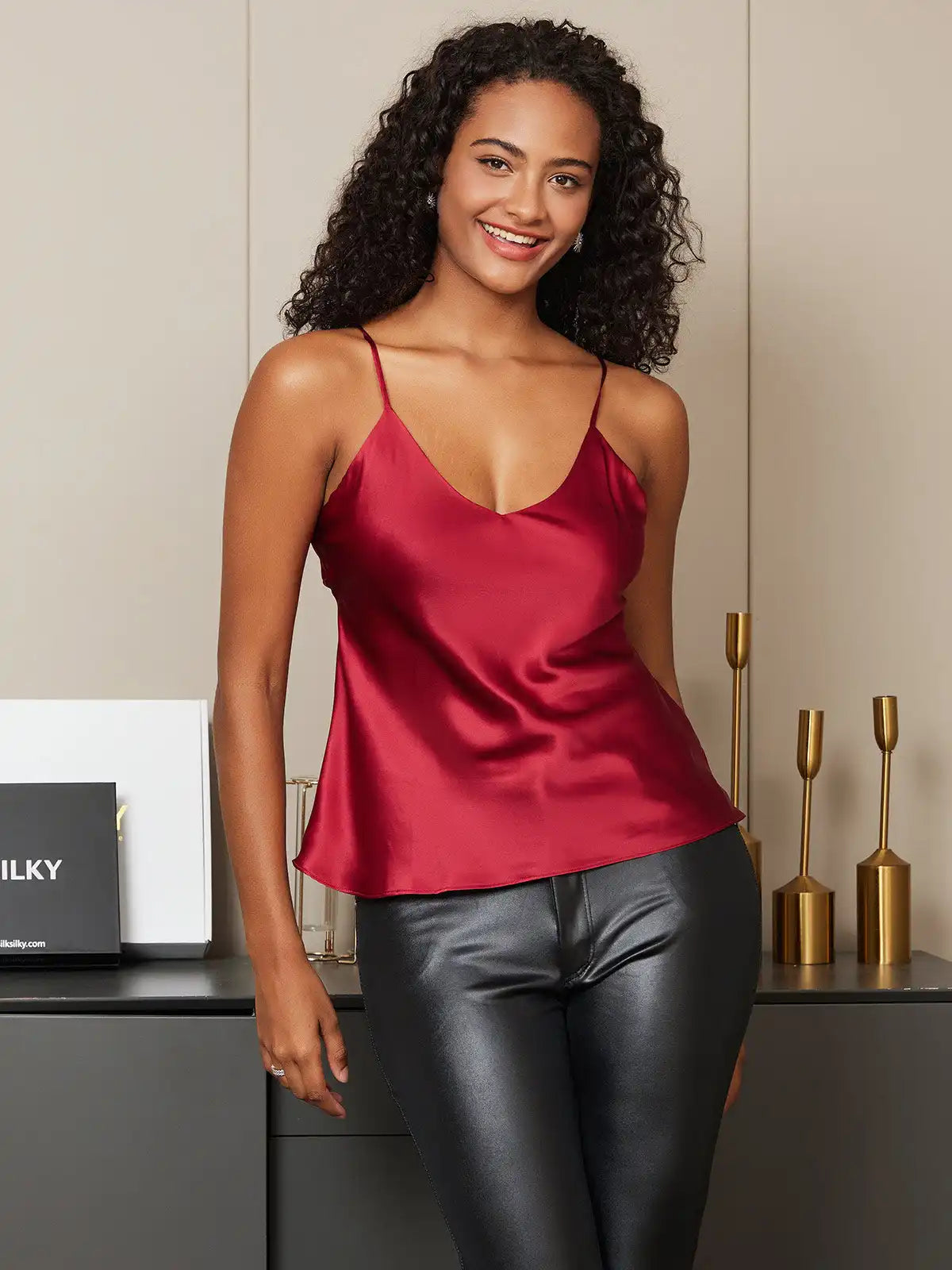 100% Mulberry Silk Spaghetti Strap Basic Camisole Top