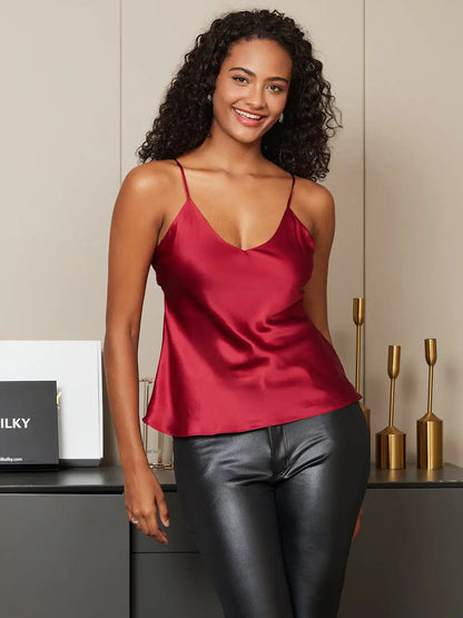 100% Mulberry Silk Spaghetti Strap Basic Camisole Top