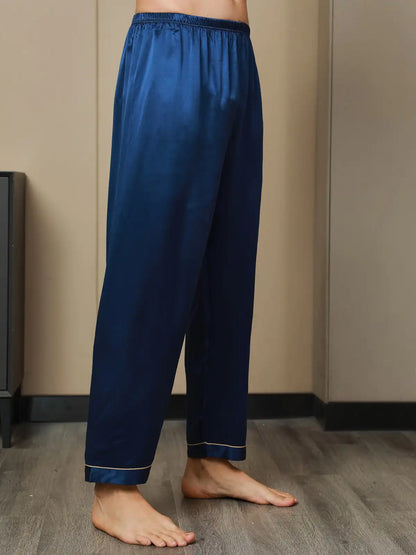 100% Mulberry Silk Men's Pajama Pants With Elastic Waist