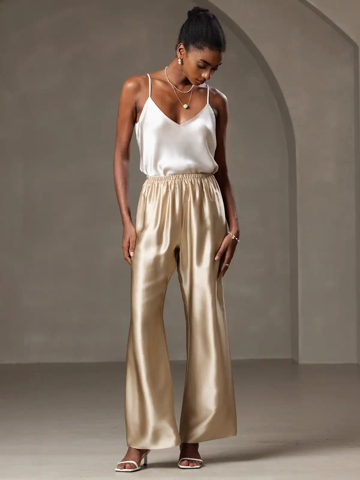 100% Mulberry Silk Spaghetti Strap V Neck Camisole Top