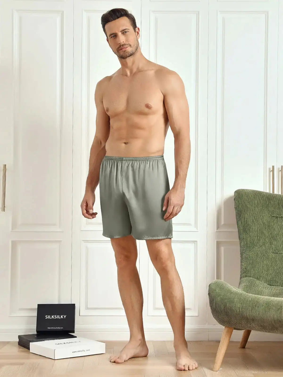 100% Mulberry Silk Men's Lounge Shorts Sleep Bottoms
